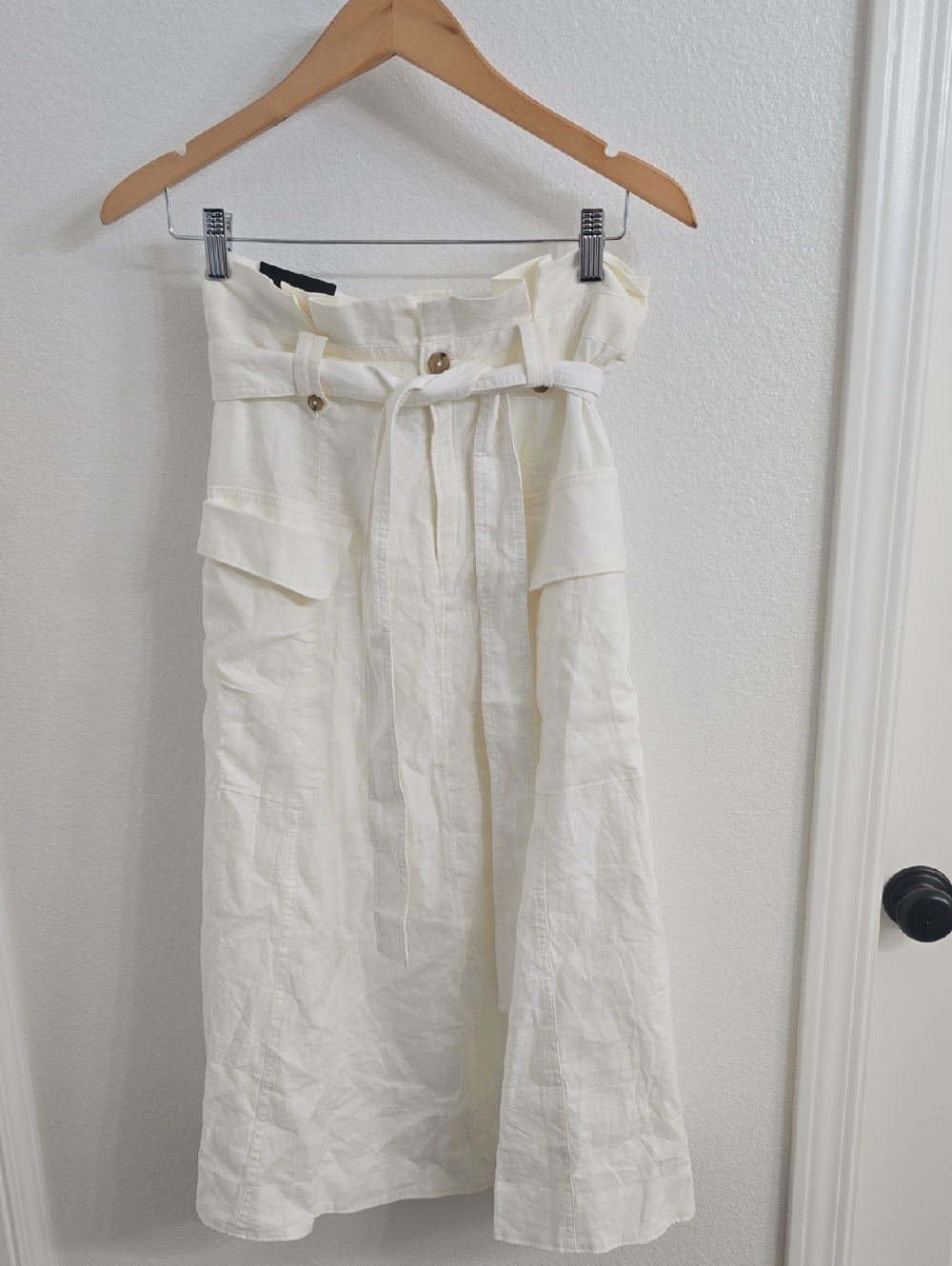 Banana Republic Cream Paperbag Wide-Leg Skirt